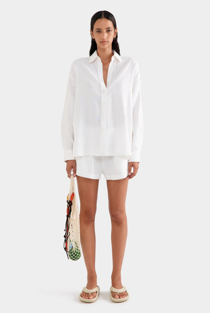 White Venroy Linen Shirt