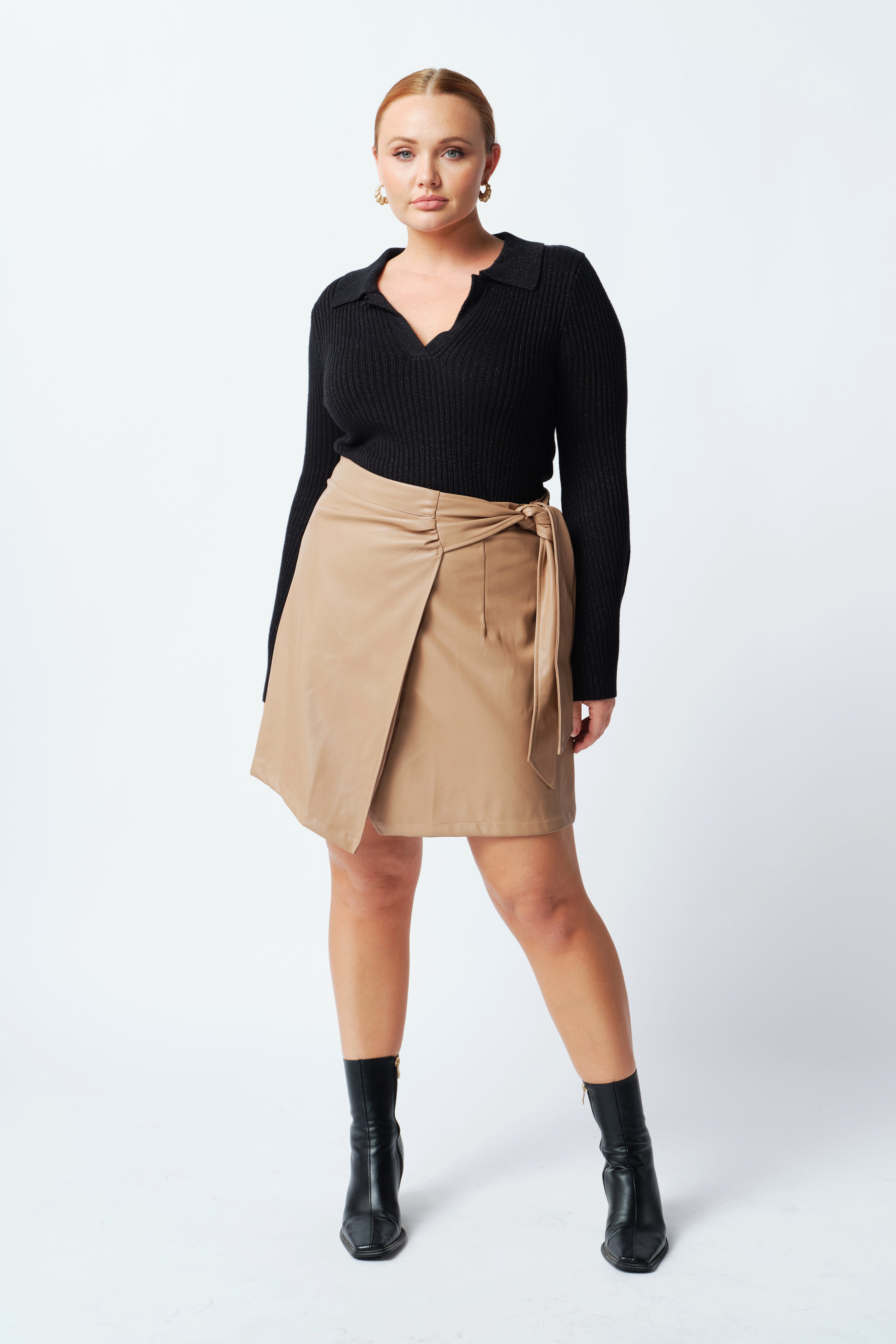 Plus size 2024 leather wrap skirt